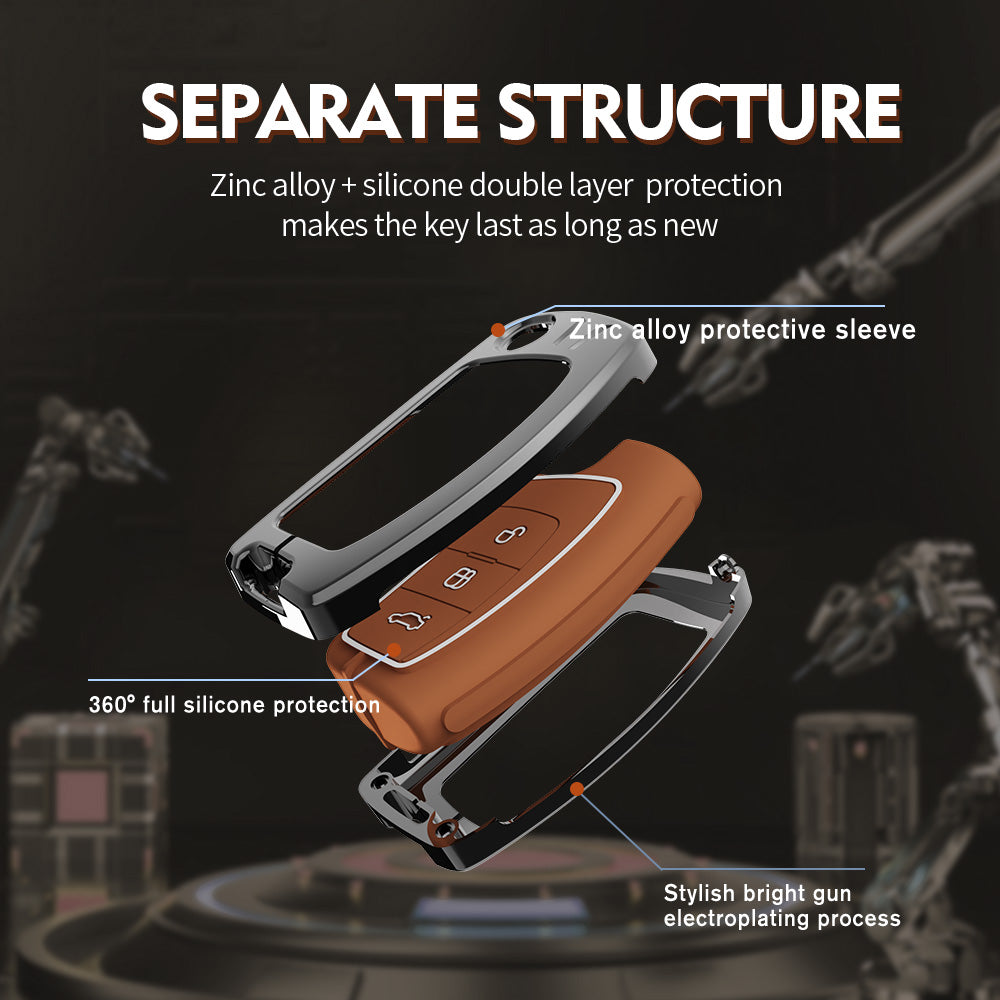 Metal Zinc Soft Silicon Key Case for Ford EcoSport | Aspire | Freestyle Flip Key only (3 Button)