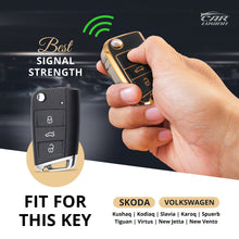 Load image into Gallery viewer, TPU Car Key Cover Fit for Skoda Kushaq | Skoda Kodiaq | Skoda Slavia | Octavia | Volkswagen Tiguan | Virtus | New Polo | New Vento Flip Key (Copy)