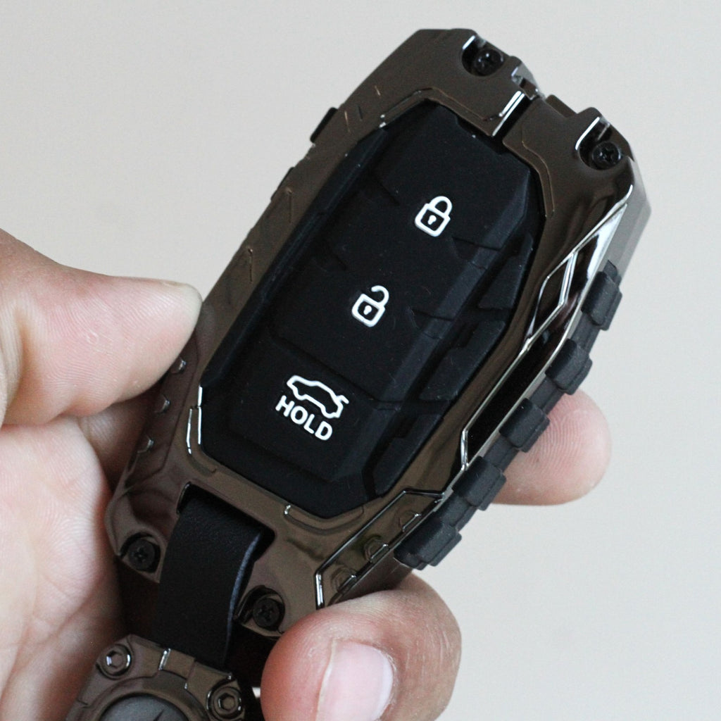 Premium Metal Black Transformer Series Soft Silicon Key Cover for Hyundai 3 Button Smart Key