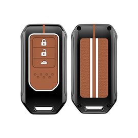 Zinc Alloy Metal Soft Silicon Key Case for Honda Elevate | Amaze | Accord | Jazz | Honda City | BR-V| CR-V | WR-V | Civic 3 Button Smart Key – TAN COLOR