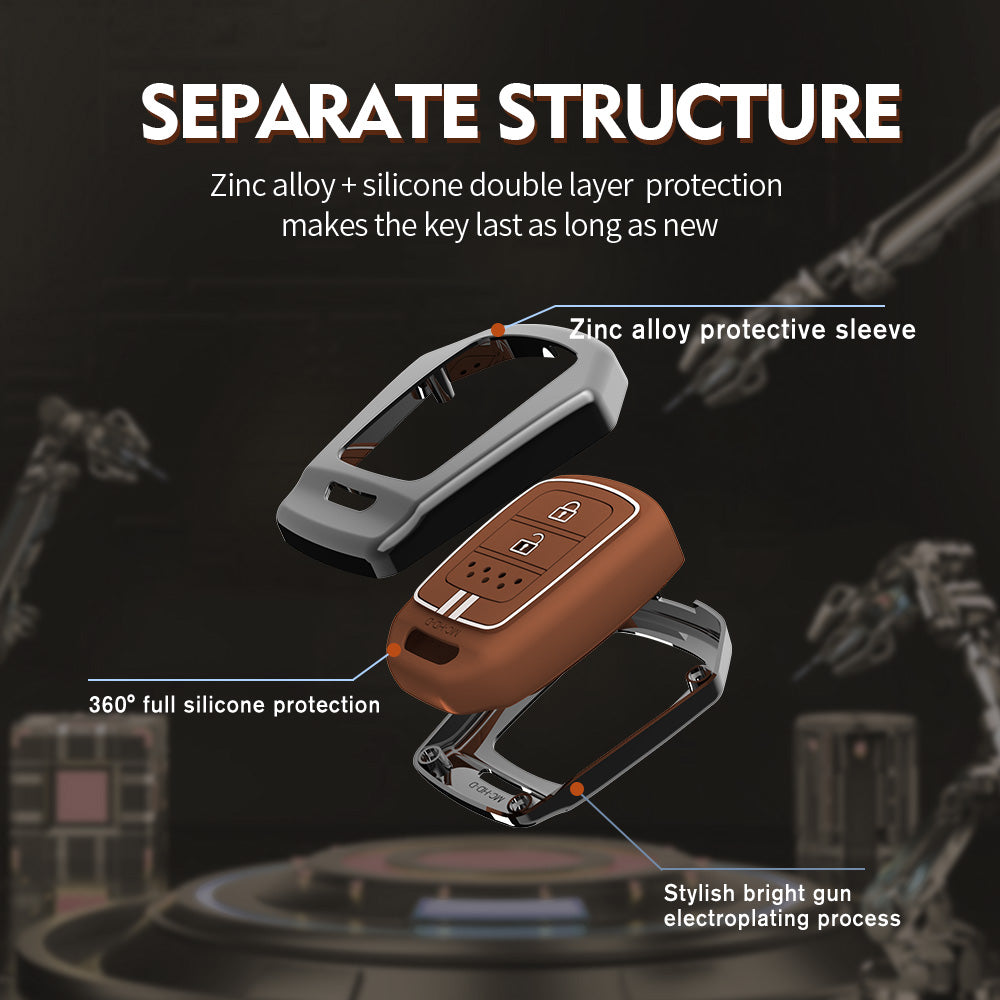 Zinc Alloy Metal Soft Silicon Key Case for Honda WR-V | City | Jazz | Amaze 2014+ Models