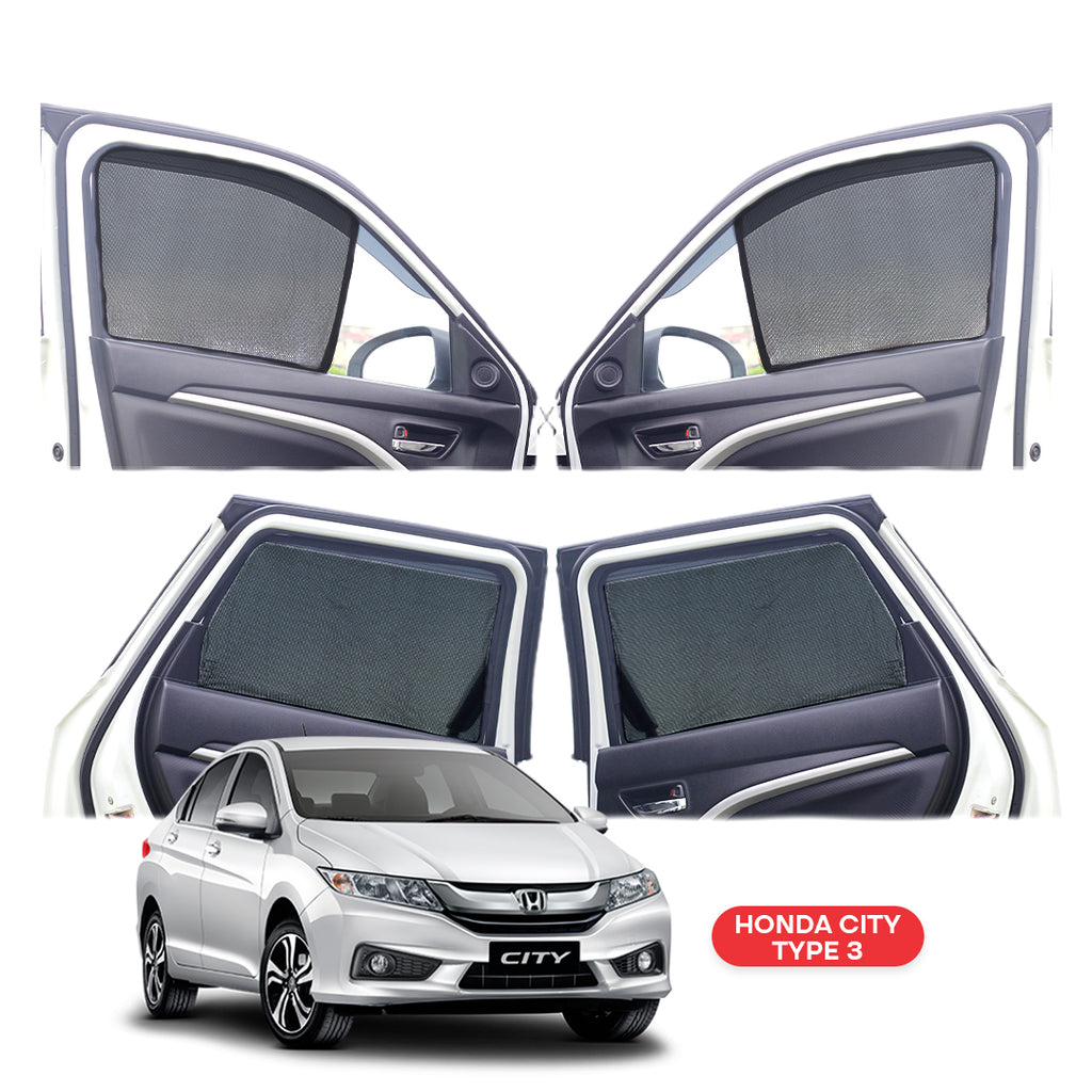 Honda City Half Window Curtain/Car Sunshades - 4 Pieces