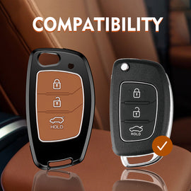 Zinc Alloy Metal Soft Silicon Key Case for Hyundai Aura | Exter | Venue | Nios | Xcent | i20 Active | i20 Elite | Creta Flip Key