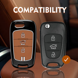 Zinc Alloy Metal Soft Silicon Key Case for Hyundai Old Verna | Old Elentra | Old i20 (3 Button Flip Key)