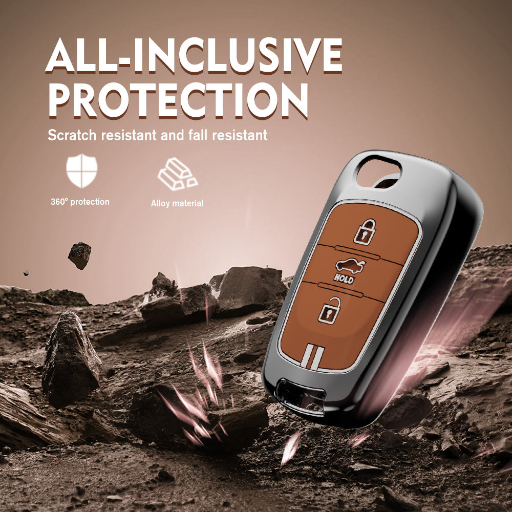 Zinc Alloy Metal Soft Silicon Key Case for Hyundai Old Verna | Old Elentra | Old i20 (3 Button Flip Key)
