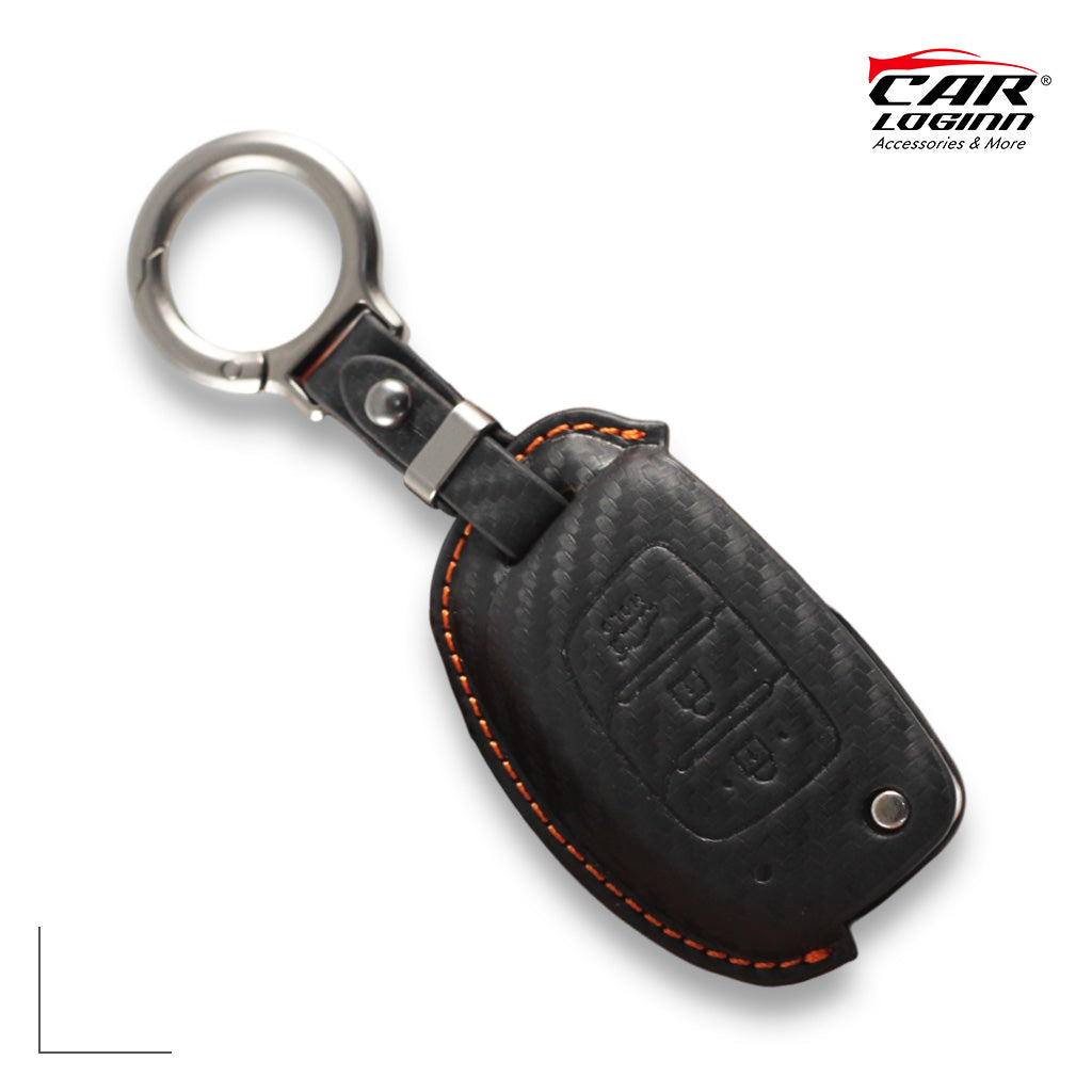 Carloginn PU-3D Leather Key Case for Hyundai 3 Button Flip Key