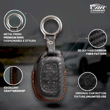 Load image into Gallery viewer, Carloginn PU-3D Leather Key Case for Hyundai 4 Button Smart Key (PUSH START)