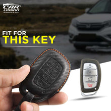 Load image into Gallery viewer, Carloginn PU-3D Leather Key Case for Hyundai 4 Button Smart Key (PUSH START)