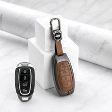 Load image into Gallery viewer, Metal Leather Car Key Cover for New Hyundai New Verna | Verna 2020 Smart Key (4 Button Smart key)