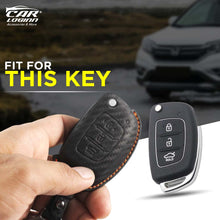 Load image into Gallery viewer, Carloginn PU-3D Leather Key Case for Hyundai 3 Button Flip Key