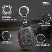 Load image into Gallery viewer, PU-3D Leather Key Case for Hyundai Xcent | Exter | Creta | Venue | I-20 | Aura | I-10 Grand | Tucson | Nios | Verna | Elentra (3 Button Smart Key/ PUSH START KEY)