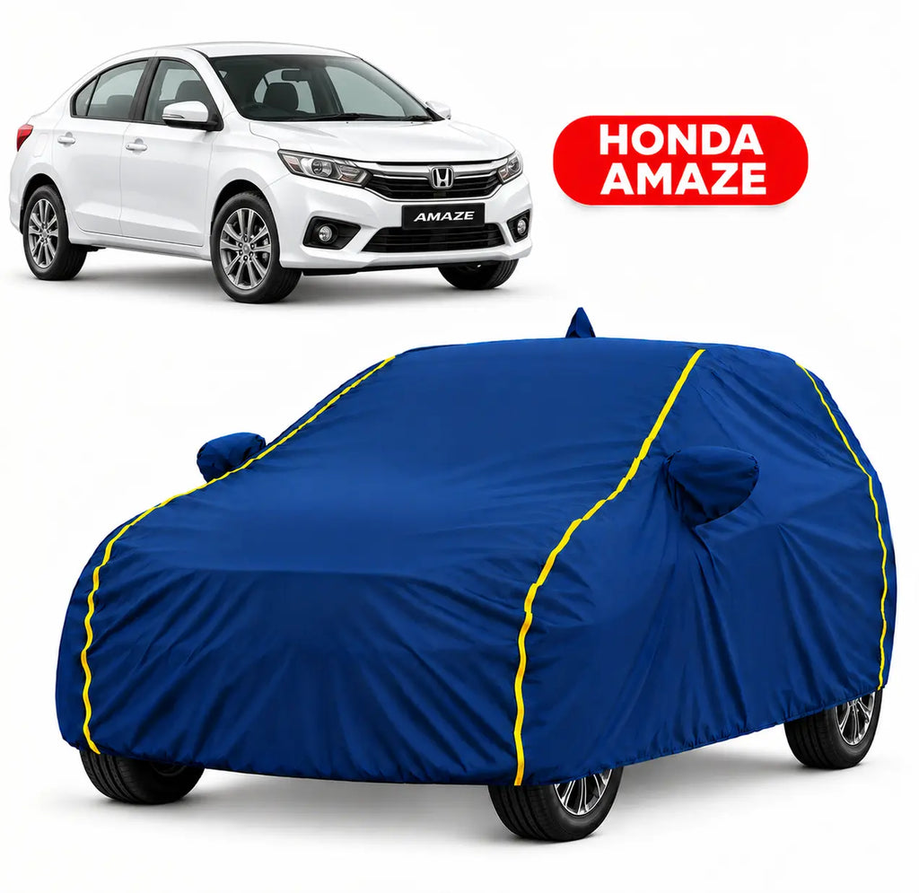 Honda Amaze Car Body Cover | All Weather Resistant | Triple Stitched with Soft Cotton Lining | Side Mirror Pocket
