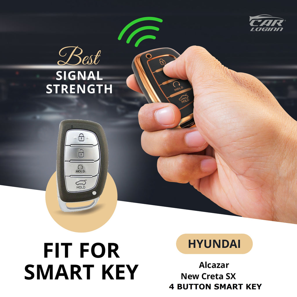 TPU Car Key Cover Fit for Hyundai Alcazar | Creta Facelift 2024 | New Creta SX - 4 Button Smart Key