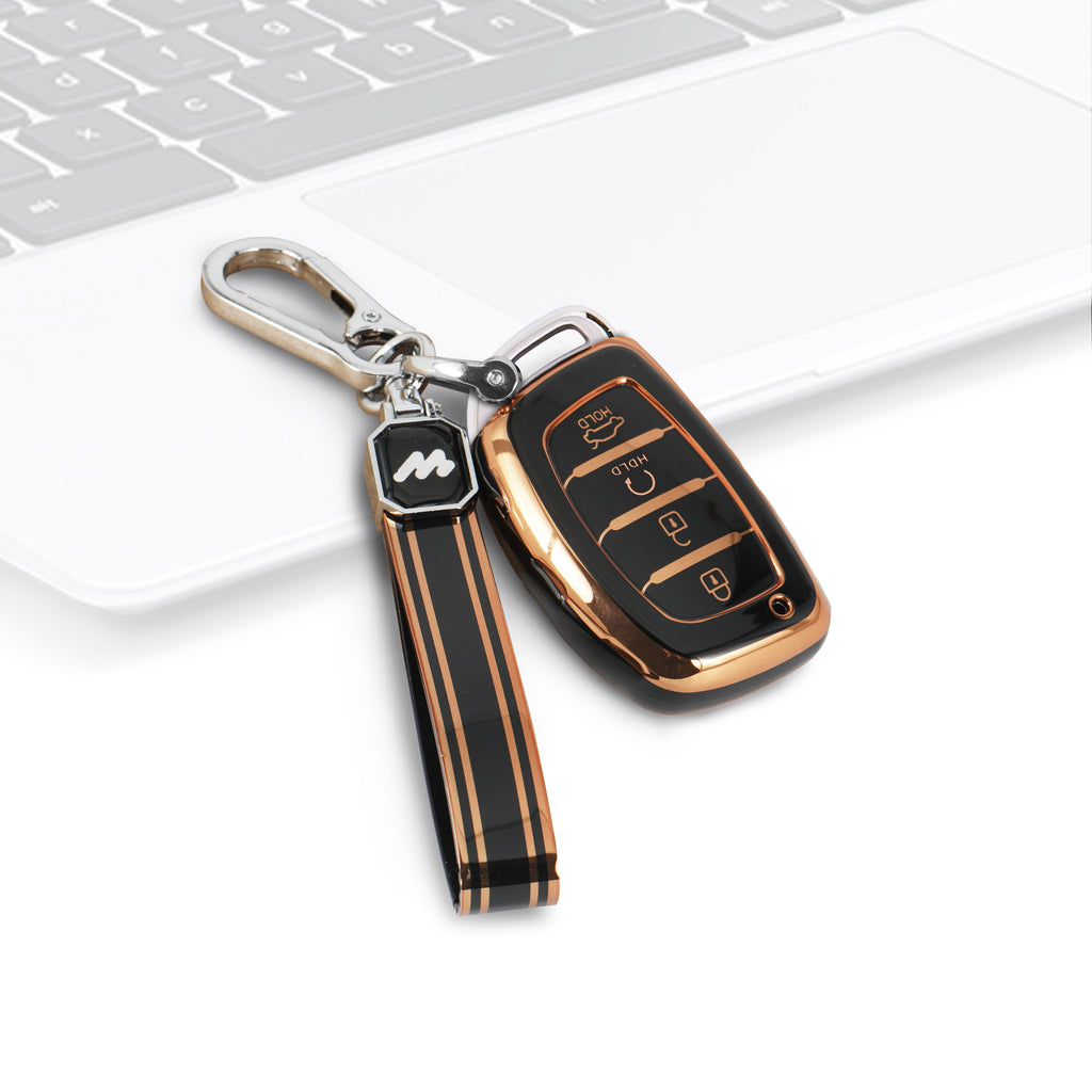 TPU Car Key Cover Fit for Hyundai Alcazar | Creta Facelift 2024 | New Creta SX - 4 Button Smart Key
