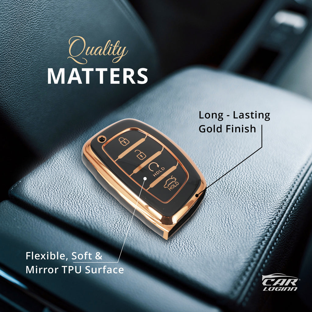 TPU Car Key Cover Fit for Hyundai Alcazar | Creta Facelift 2024 | New Creta SX - 4 Button Smart Key