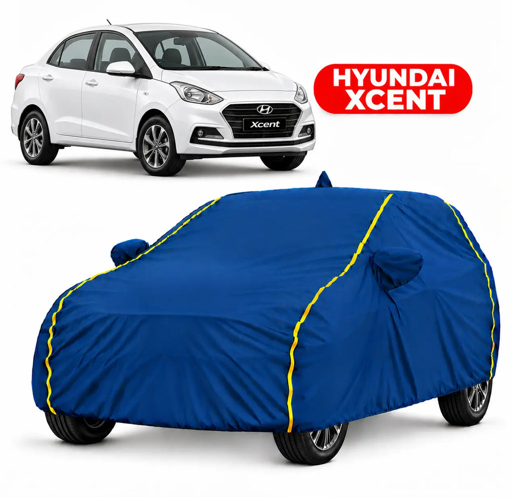 Hyundai Xcent Car Body Cover | All Weather Resistant | Triple Stitched with Soft Cotton Lining | Side Mirror Pocket