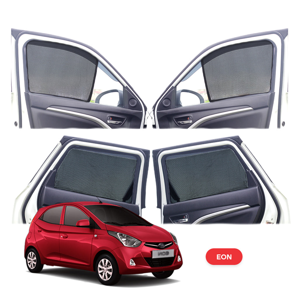Hyundai EON Half Window Curtain/Car Sunshades - 4 Pieces