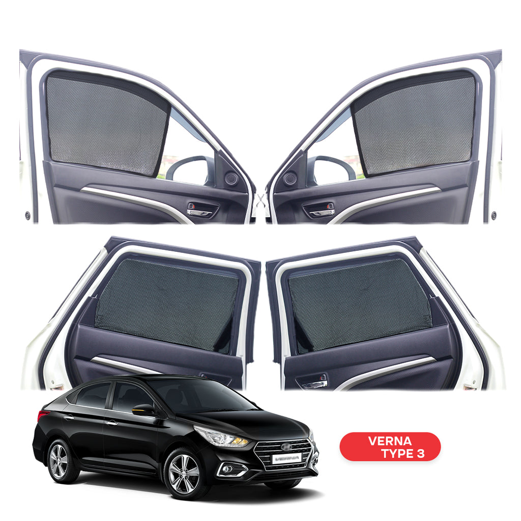 Hyundai Verna Half Window Curtain/Car Sunshades - 4 Pieces