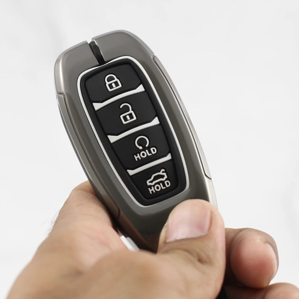 Metal Silicon Key Case for Hyundai New Verna Facelift 2023 (4 Button Smart Key)