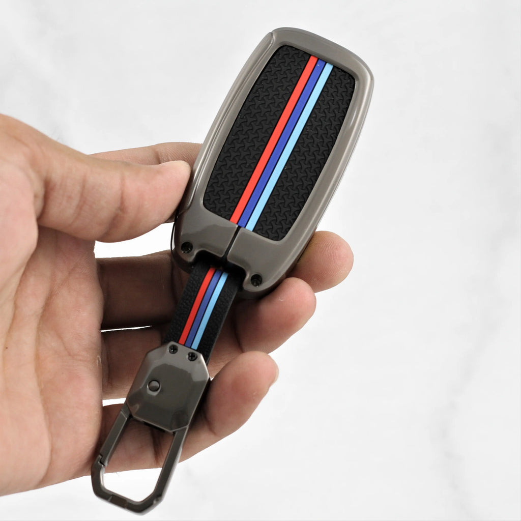 Metal Silicon Car Key Case Fit for KIA Seltos | KIA Sonet | Kia Carens (3 Button Flip Key)