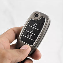 Load image into Gallery viewer, Metal Silicon Car Key Case Fit for KIA Seltos | KIA Sonet | Kia Carens (3 Button Flip Key)