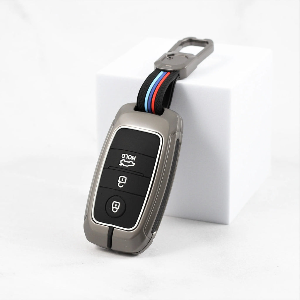Metal Silicon Car Key case for  KIA Seltos | KIA Sonet | KIA Carens (3 Button Smart Key)