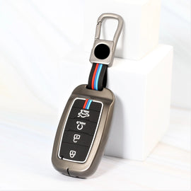 Metal Silicon Alloy Car Key Case for KIA Carens | Carnival | Seltos | Sonet Smart Key (4 Button Smart Key)