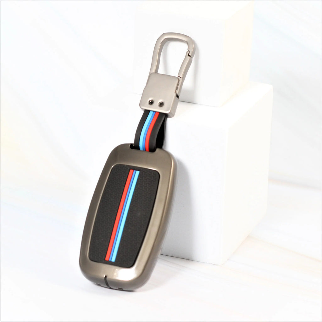 Metal Silicon Car Key Case for KIA Carens | Carnival | Seltos | Sonet  (4 Button Smart Key)