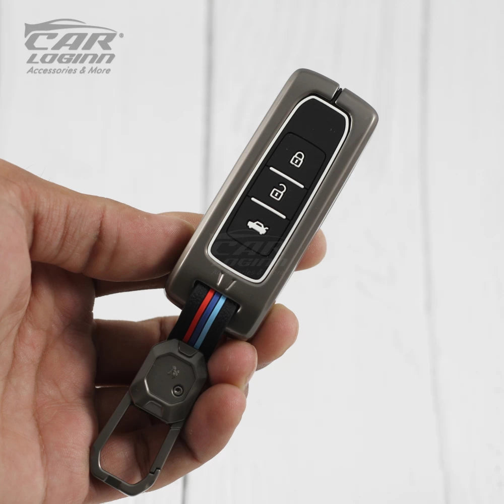 Metal Silicon Car Key Case for MG HECTOR 3 Button Smart Key