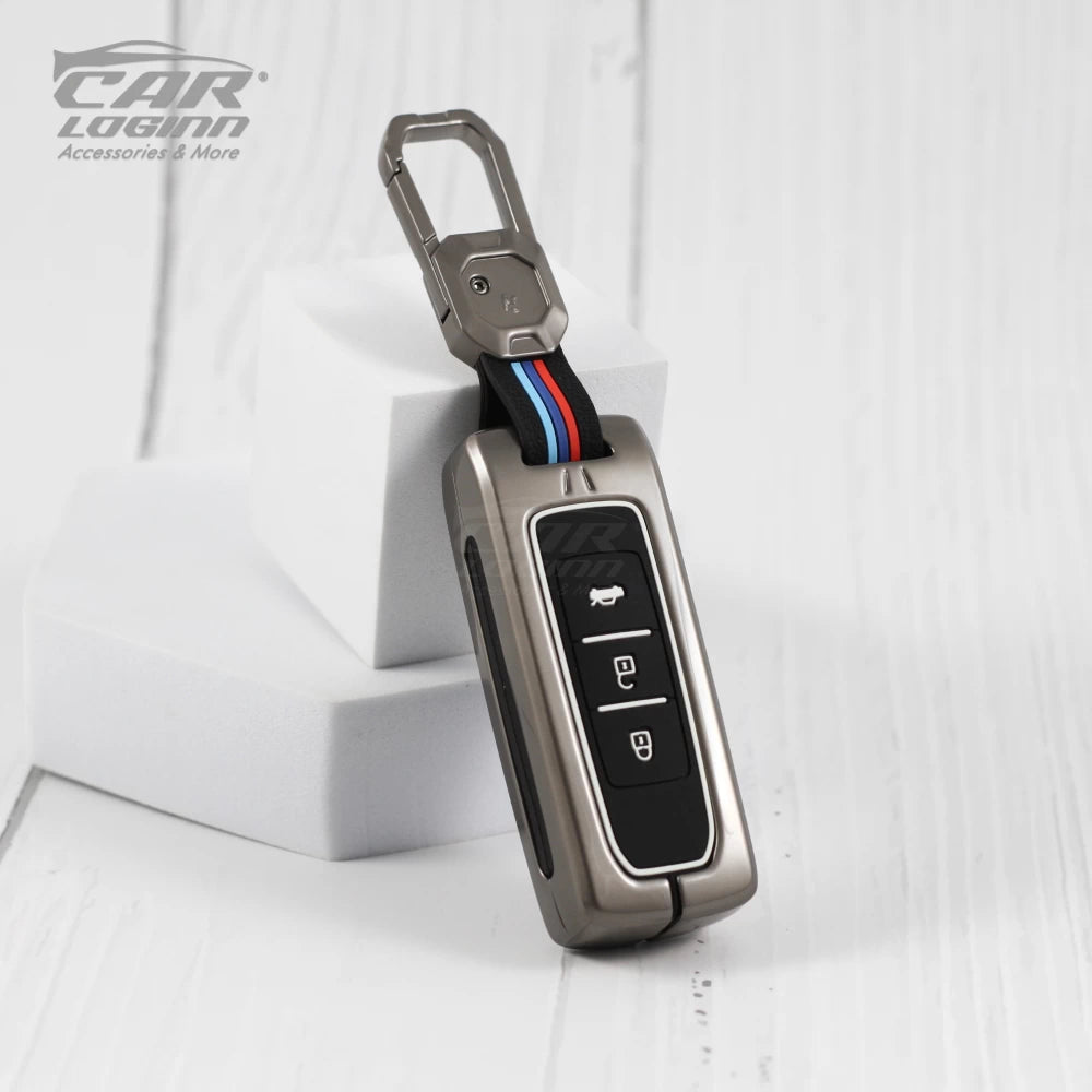 Metal Silicon Car Key Case for MG HECTOR 3 Button Smart Key