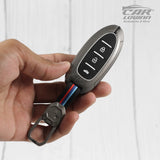 Metal Silicon Car Key Case for Nissan X-Trail | Sunny | Terrano | Magnite - 3 Button Smart Key