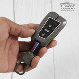 Metal Silicon Key Case for  Skoda Kushaq | Superb | Kodiaq | Slavia | Volkswagen Tiguan | Virtus  3 Button Smart Key