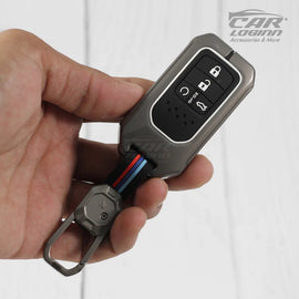 Metal Silicon Key case for Honda Civic | New Amaze | New Honda city 3 Button Smart Key