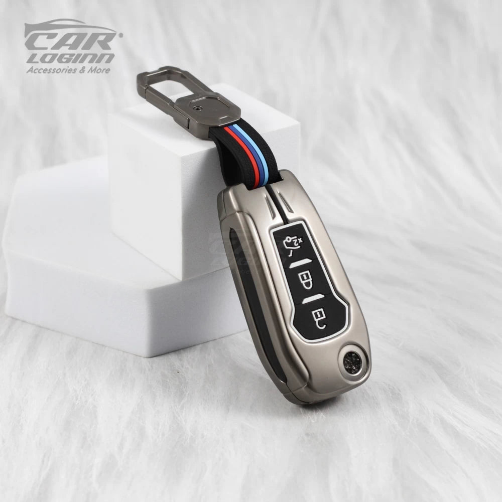 Metal Silicon Car Key Case Fit for Ford 3 Button Flip Key