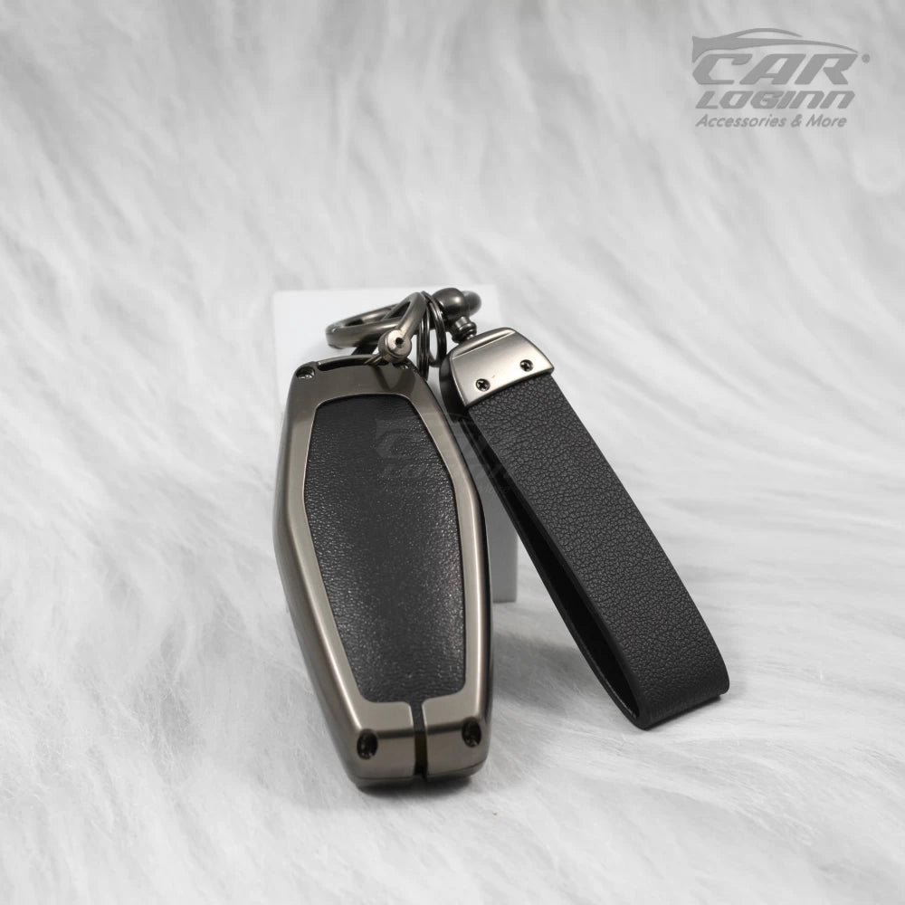 Metal Leather Key Case for Mahindra XUV - 500 Smart Key