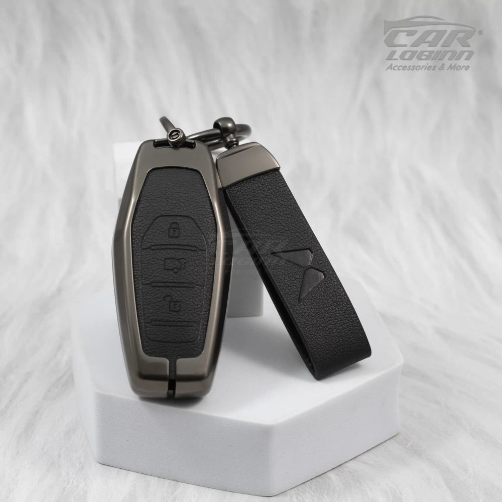 Metal Leather Key Case for Mahindra XUV - 500 Smart Key