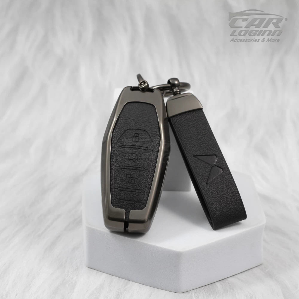 Metal Leather Key Case for Mahindra XUV - 500 Smart Key