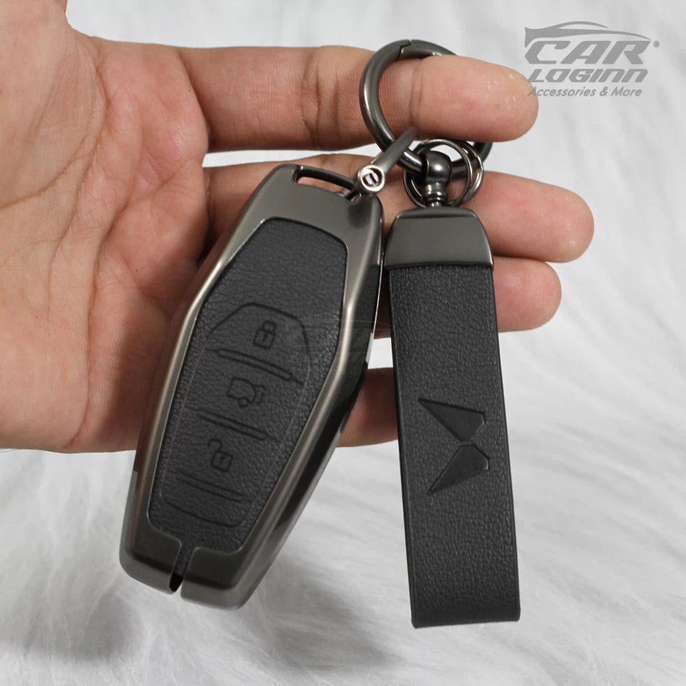 Metal Leather Key Case for Mahindra XUV - 500 Smart Key