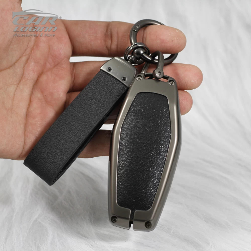 Metal Leather Key Case for Mahindra XUV - 500 Smart Key