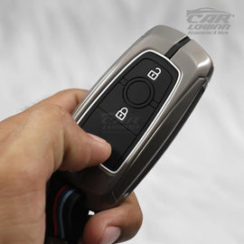 Metal Silicon Car Key Case for Ford Ecosport | Endeavour | Freestyle | Aspire | Figo (2 button Smart Key)