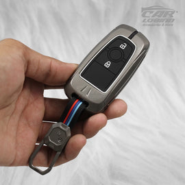 Metal Silicon Car Key Case for Ford Ecosport | Endeavour | Freestyle | Figo aspire (2 button Smart Key)