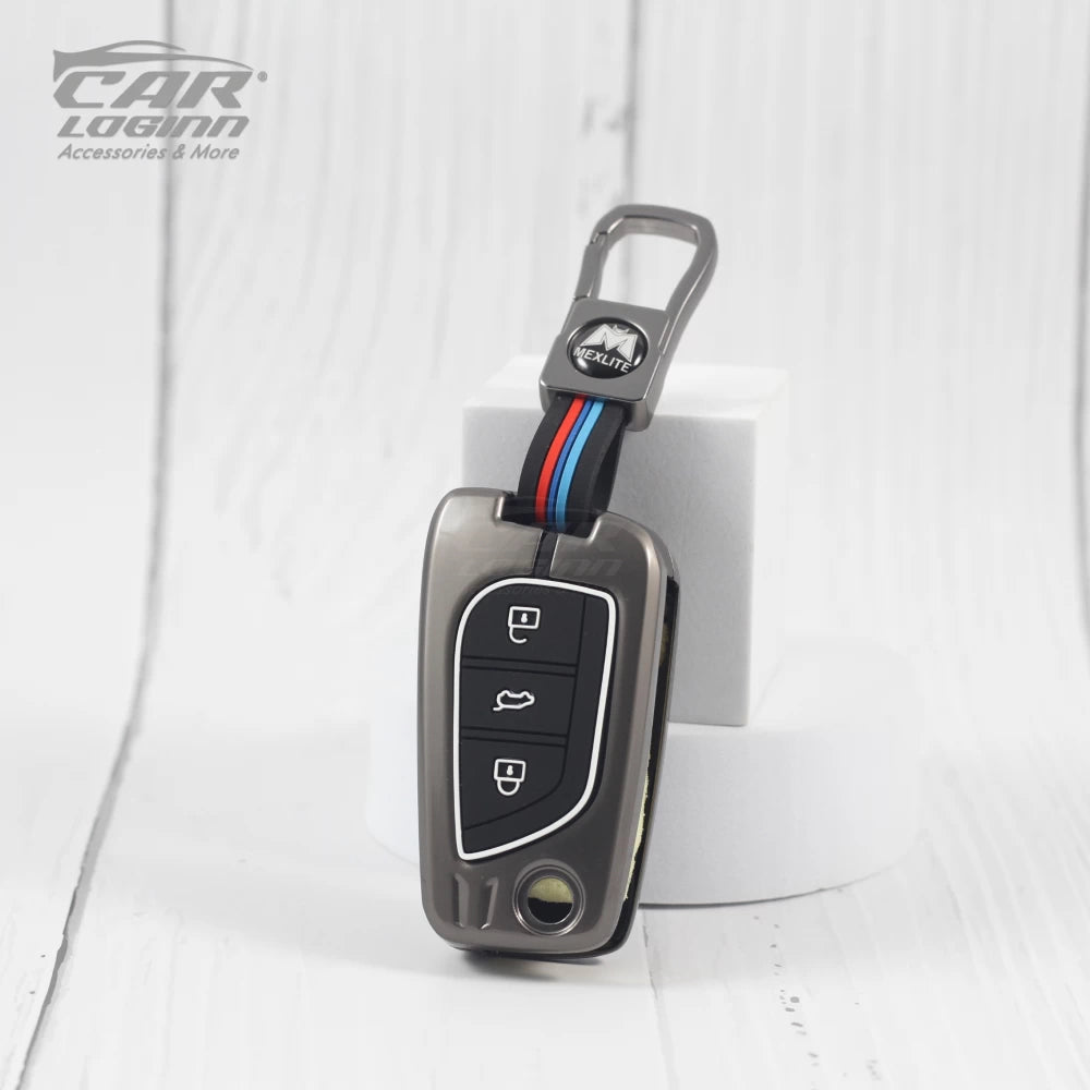 Metal Silicon Car Key Case Fit for Toyota Innova Crysta | Corolla Altis Flip Key