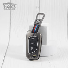 Load image into Gallery viewer, Metal Silicon Car Key Case Fit for Toyota Innova Crysta | Corolla Altis Flip Key