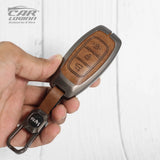 Metal Leather Key Case for Hyundai Old Verna | Verna-2020 | New Verna | Kona Electric (3 BUTTON)
