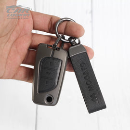 Metal Leather Car Key Case Fit for Toyota Innova Crysta | Corolla Altis Flip Key