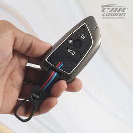 Metal Silicon Key case for BMW GT-Series | X-Series | M-Series | 3-Series | 5-Series | 7-Series 3 Button Smart Key