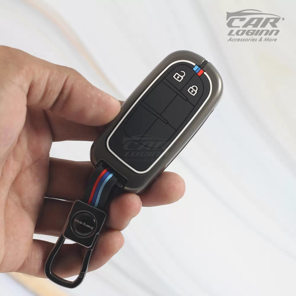 Metal Silicon Key case for Jeep Compass 2 Button Smart Key