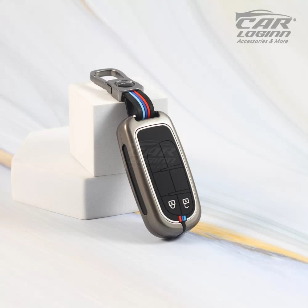 Metal Silicon Key case for Jeep Compass 2 Button Smart Key