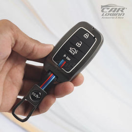 Metal Silicon Key case for KIA Carens | Carnival | Seltos | Sonet Smart Key (4 Button Smart Key)
