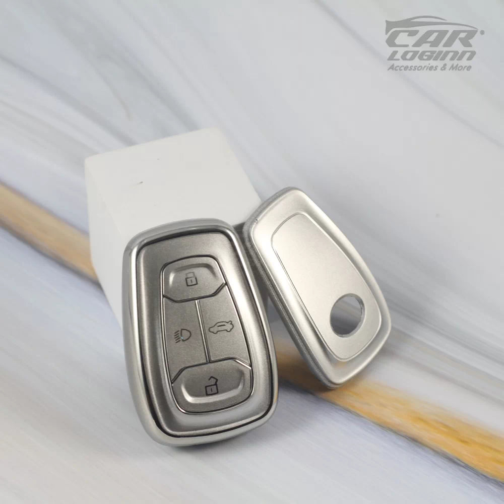 SILVER TPU Car Key Case Fit for Tata 4 Button Smart Key